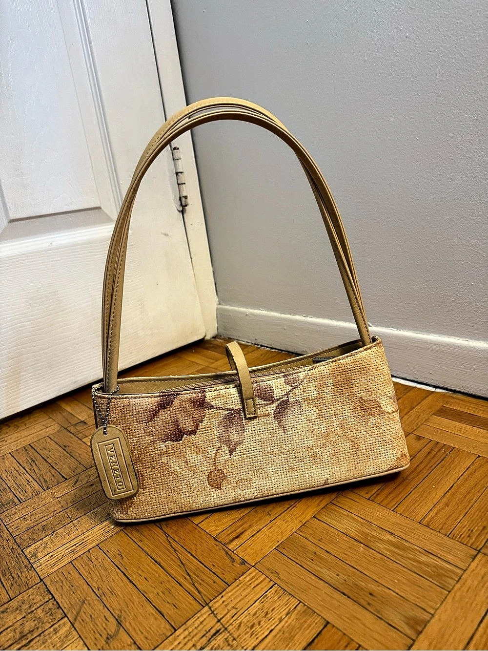 Veneto Floral Shoulder Bag in Beige & Brown